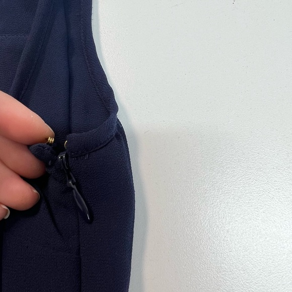 Micheal Kors Navy Sleeveless Maxi Dress With Chain Lace Up Neckline - Picture 14 of 16